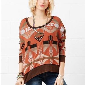 RALPH LAUREN Denim & Supply Aztec boxy Sweatshirt w/Fringe L
